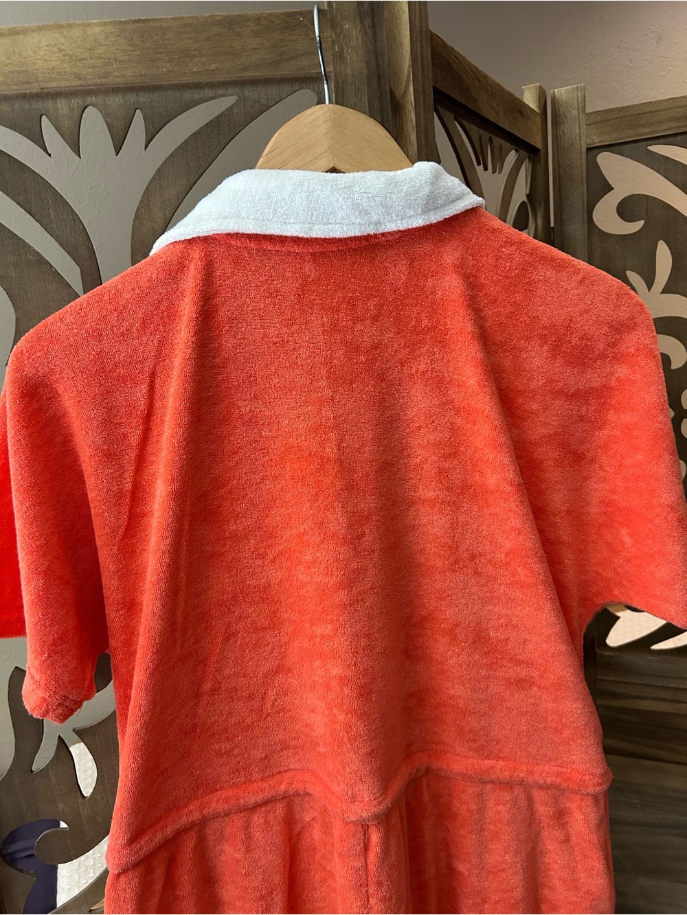 Marine layer Terry out zip up drawstring romper hot coral size M - Picture 8 of 9